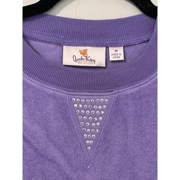 Quacker Factory Sweater Women’s Medium Purple Short Sleeve Terry Cloth Studded - Picture 3 of 9